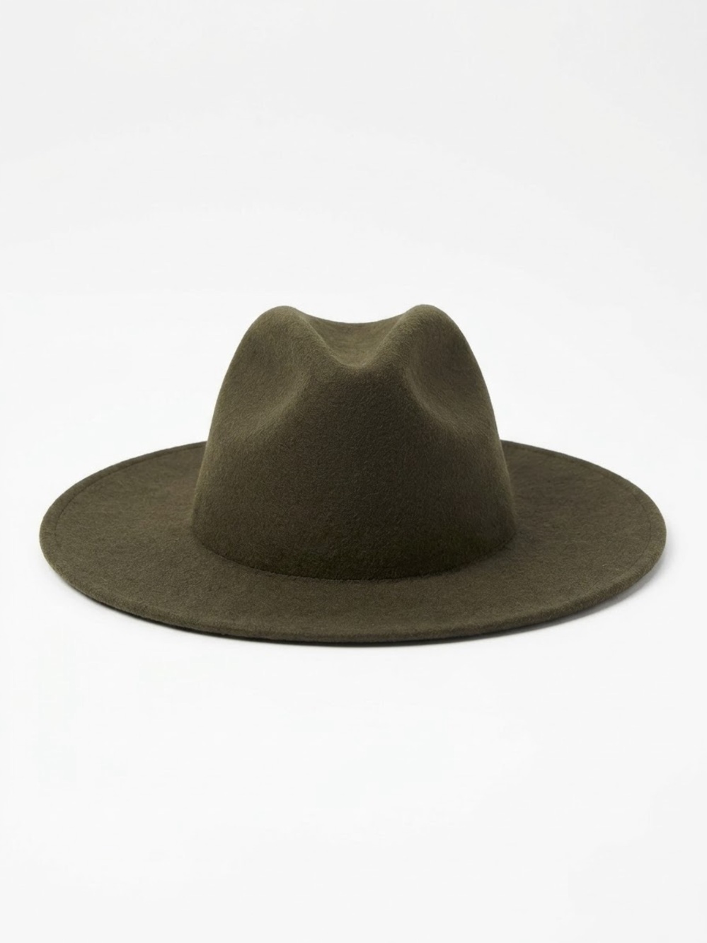 Vintage Ecuador Hats 100% Wool Felt Outback Fedora Wide Brim Dark Olive Boho